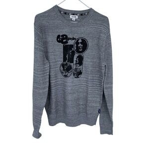 Gray Womens ROWM Led Zeppelin Knit Sweater Medium Cotton Long Sleeve Rock